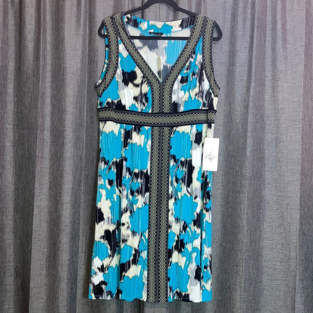 Max & Cleo Turquoise and Black Sleeveless Midi Dress
